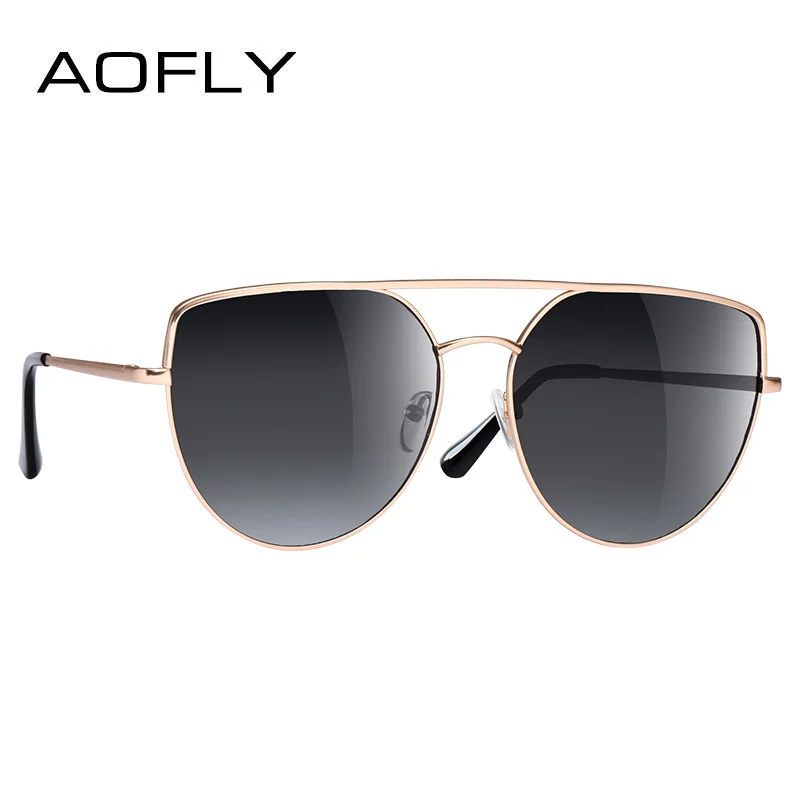 

AOFLY BRAND DESIGN Sunglasses Women Fashion Flat Top Sun Glasses Female Vintage Retro Metal Twin-Beams Shades Mirror UV400