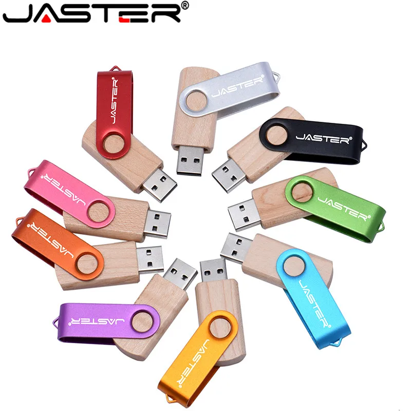 JASTER поворотный USB флэш накопитель 4 ГБ 8 16 32 usb 2 0 ручка деревянная коробка