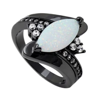 2019 hot fire opal ring black gun plated for women wedding gift fashion jewelry size 6 8 rings jewelry white opal distribution