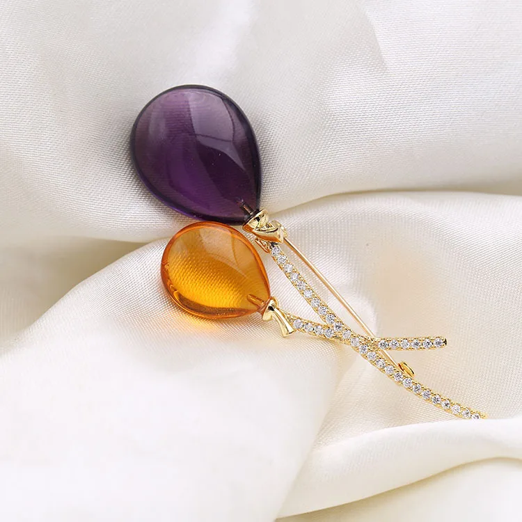 Брошь в виде воздушного шара с кристаллами|brooch pins|balloon broochpins women |