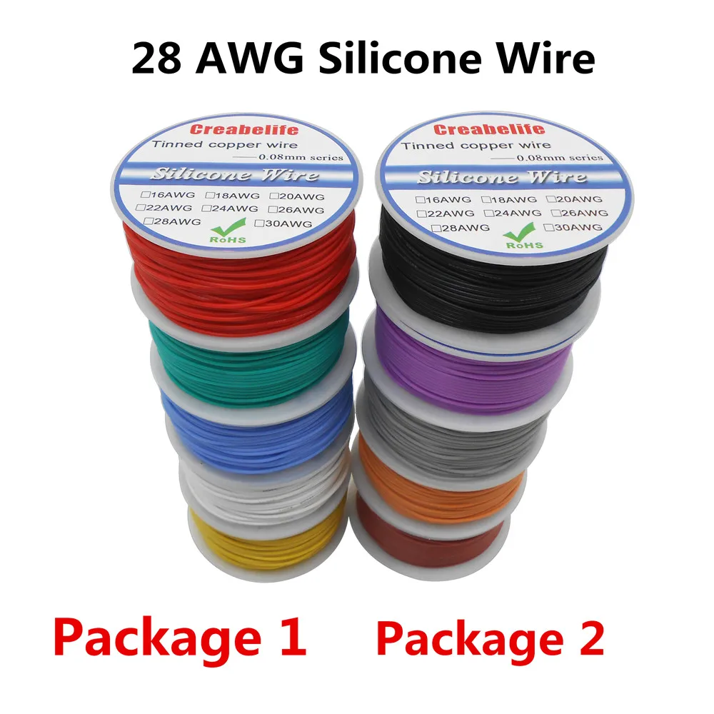 

Гибкий силиконовый провод 250 м 28 AWG, 5 цветов, радиоуправляемая Кабельная линия с катушкой в упаковке 1/посылка 2, медный провод из луженой меди...