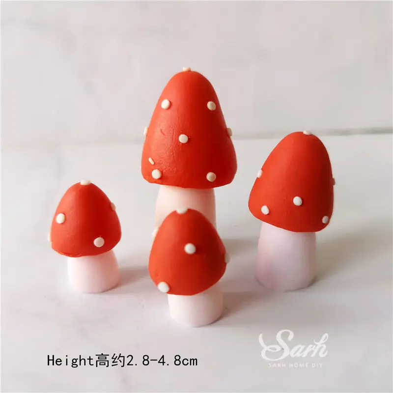 4pc clay mushrooms Ins войлочные яблони Торт Топперы динозавр кукла Лев украшение с днем рождения товары для детской вечеринки выпечки сладкий подарок - Цвет: 4pc clay mushrooms