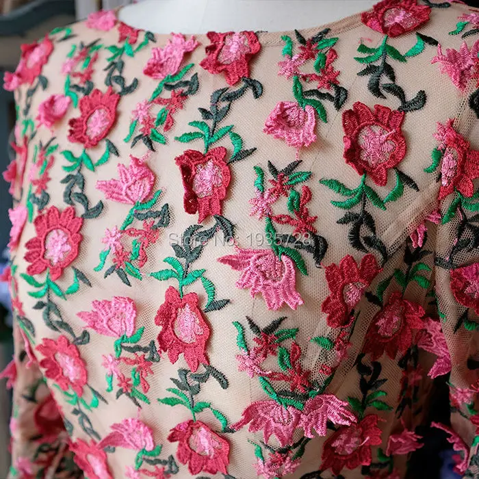 WISHBOP 2017 NEW Romantic Love AMELIA SWING 3D Flowers Embroidered Tulle Mini dress with 3/4 sleeves Ruffles hem | Женская одежда