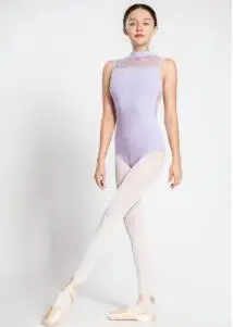 BL012-lilac lace Балетное трико для взрослых, элегантный тренировочный костюм с высоким воротником, женский трико для танцевальной гимнастики, комбинезон - Цвет: BL012-lilac lace