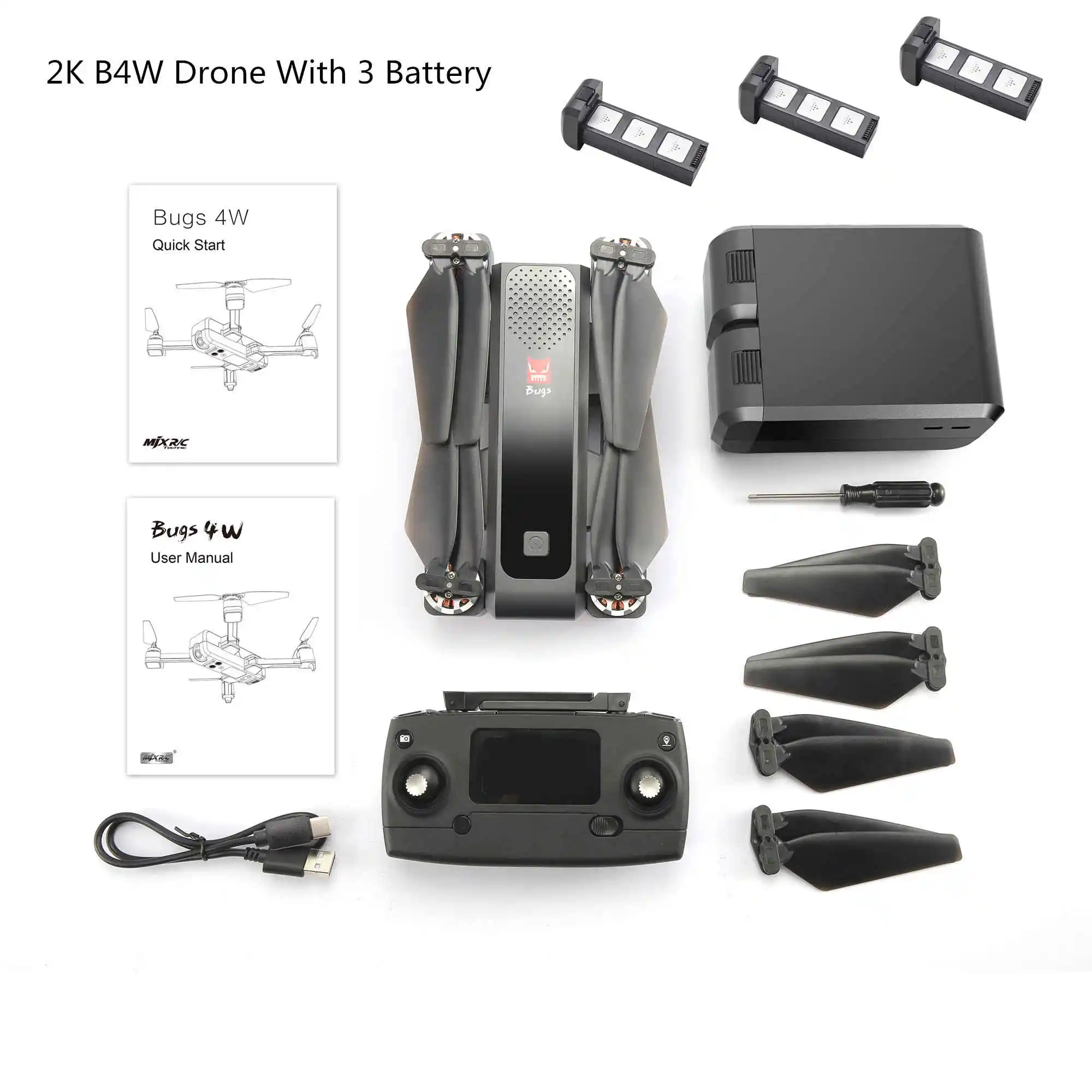 Black-3battery MJX Bugs 4 W B4W 5G gps бесщеточный складной Дрон с Wi-Fi FPV 2K HD камерой с защитой от тряски 1,6 км 25 минут оптический поток RC Квадрокоптер - Цвет: Black-3battery