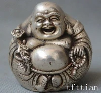 chinese buddhism white copper happy laugh maitreya buddha ruyi lucky statue decoration metal handicraft