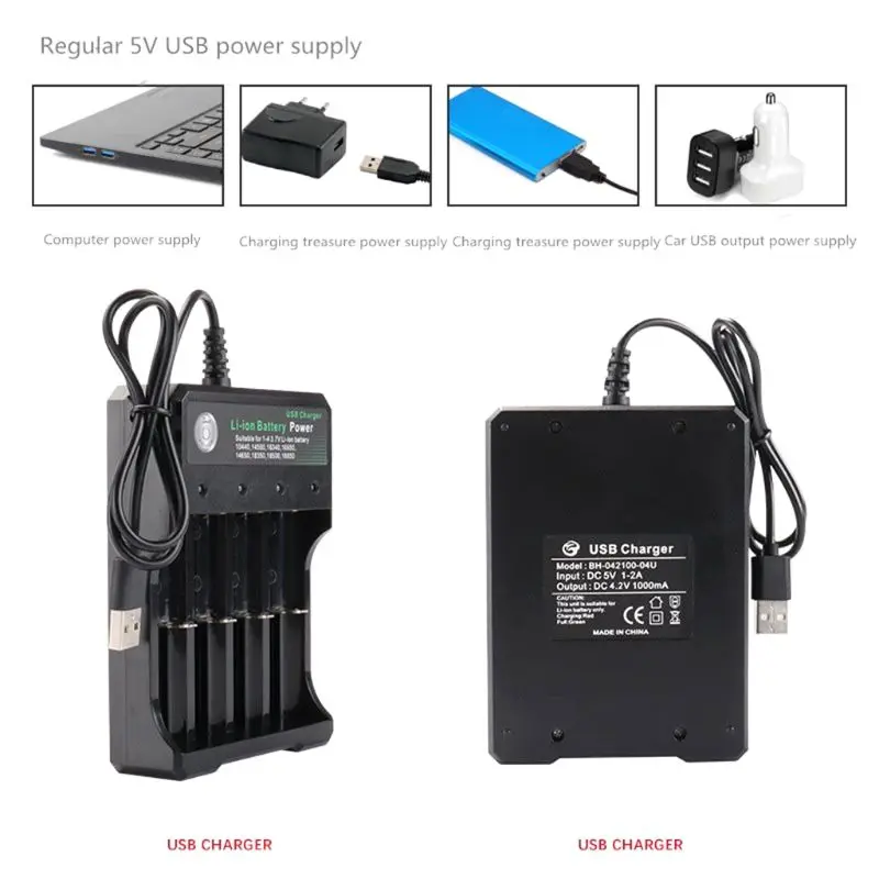 3,7 V 18650 4 слота зарядное устройство Портативный 18350 16340 14500 USB интерфейс Интеллектуальный Vape независимый литий-ионный аккумулятор зарядное устройство