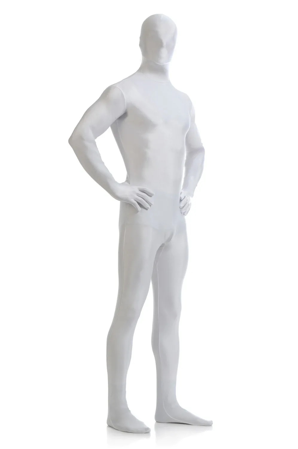 White Spandex Fullbody Zentai Suit Catsuit Freeshipping Halloween Cosplay Costume | Тематическая одежда и униформа