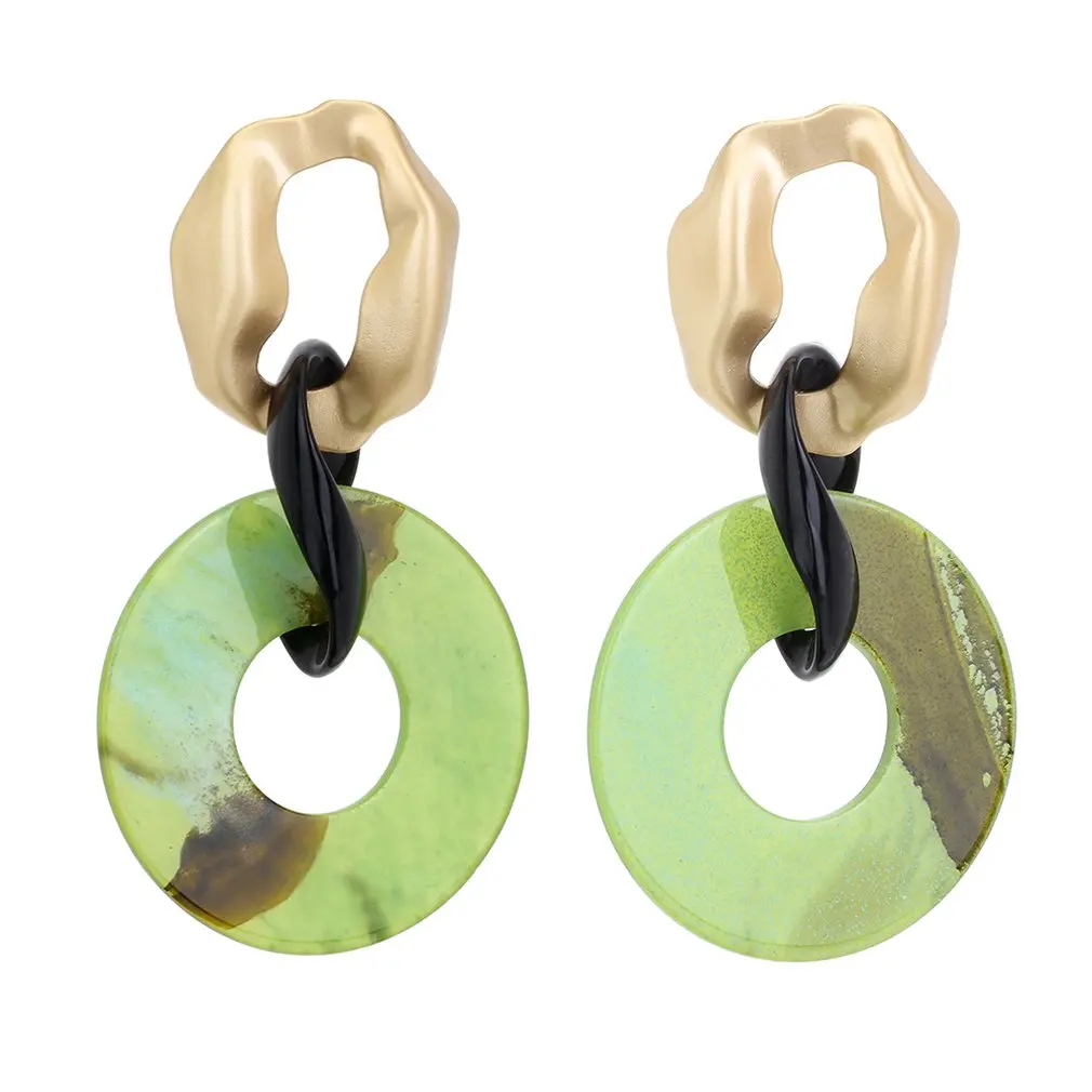 Water Ripple Chain Acetate Plate Multilayer Earrings Europe And America Exaggerated Big Name Simple Bohemia | Украшения и