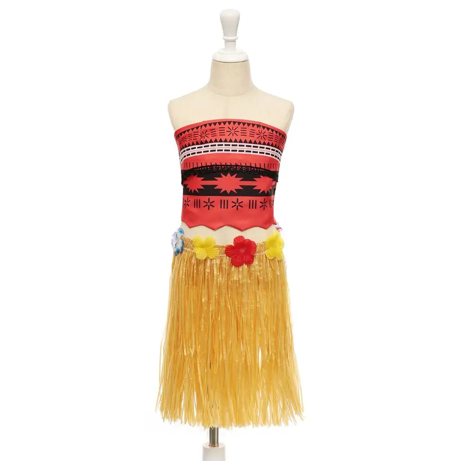 PaMaBa Moana Princess Cosplay Costume Children's Summer Beach Dress-up Kids Polynesian Style Clothing Hawaii Sundress for Girls | Детская