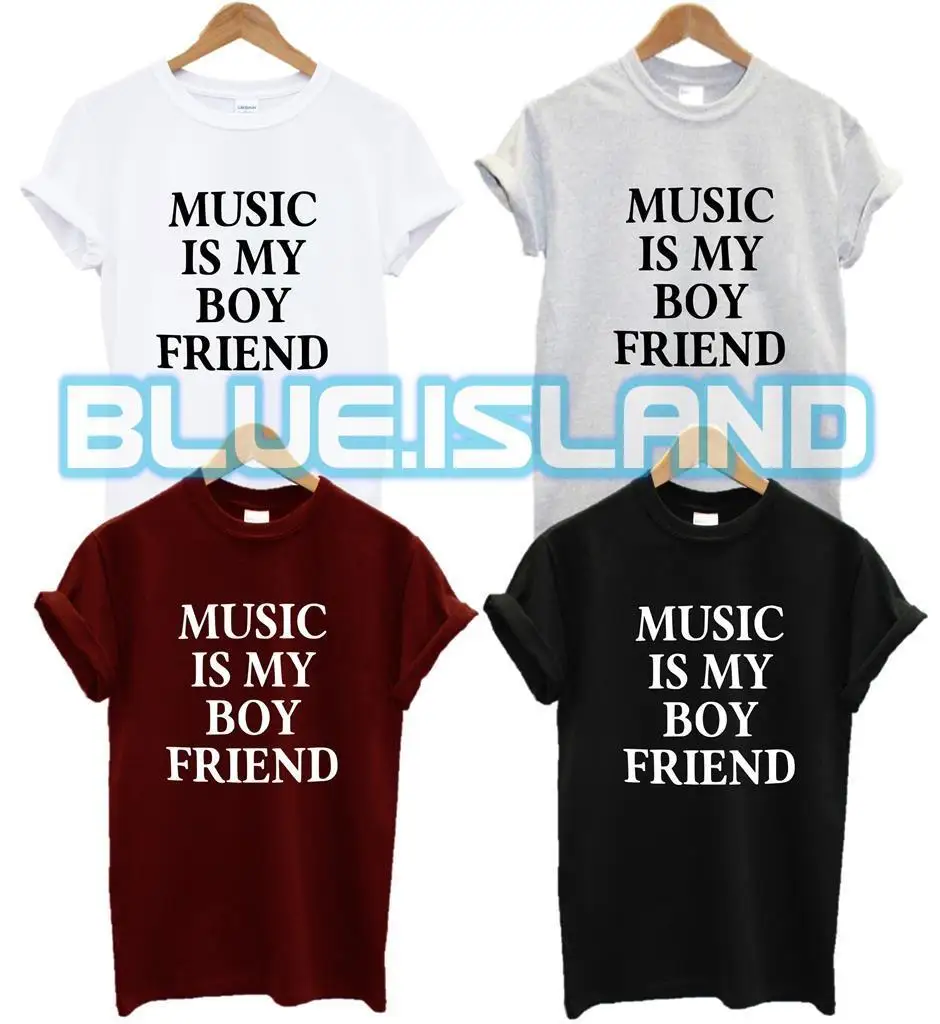MUSIC IS MY BOYFRIEND Футболка модная TUMBLR в стиле хипстер и Свэг допинг Цитата подарок