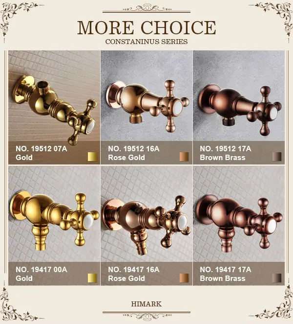 

European style Gold / Rose gold/ Brown brass angle valve for washing machine High quality Copper thickened Water stop valve