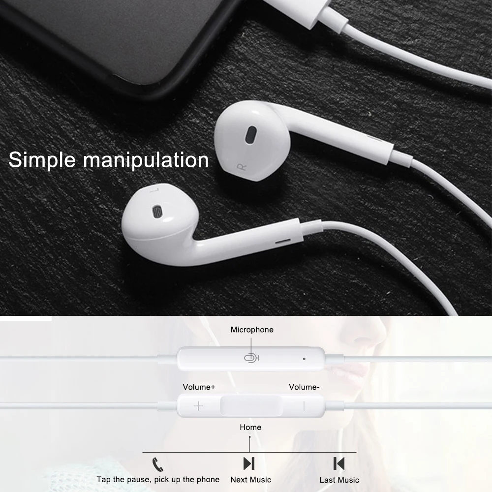 Проводные световые наушники для iPhone 7 8 8P X XR XS Max HiFi sound In-Ear стерео наушники с микрофоном и регулятором громкости