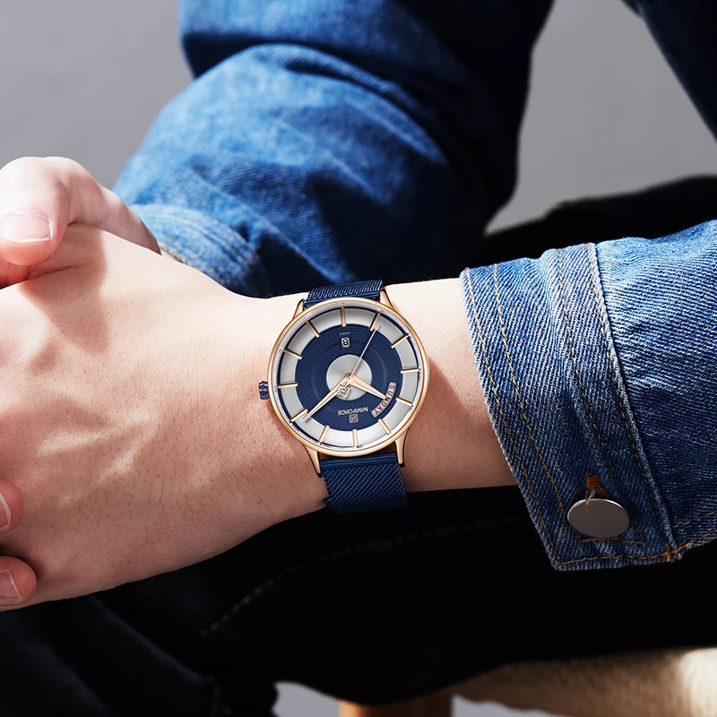 Мужские часы NAVIFORCE брендовые модные деловые мужские водонепроницаемые кварцевые