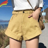 denim shorts women 2020 summer latest style street wear high waist crimping candy color shorts jeans summer short pants women