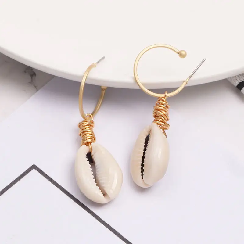 Boho Sea Shell серьги-кольца для женщин Pendientes Concha жемчужные втулки для ушей серьги большие круглые серьги золотые кольца ювелирные изделия