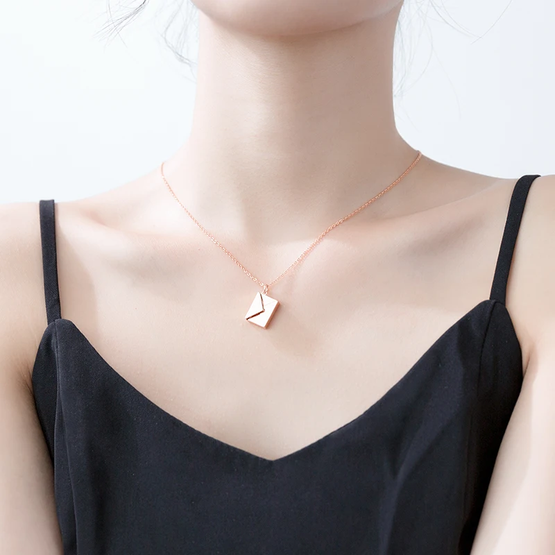 AROCH S925 Серебряная цепочка модный простой квадратный кулон конверт