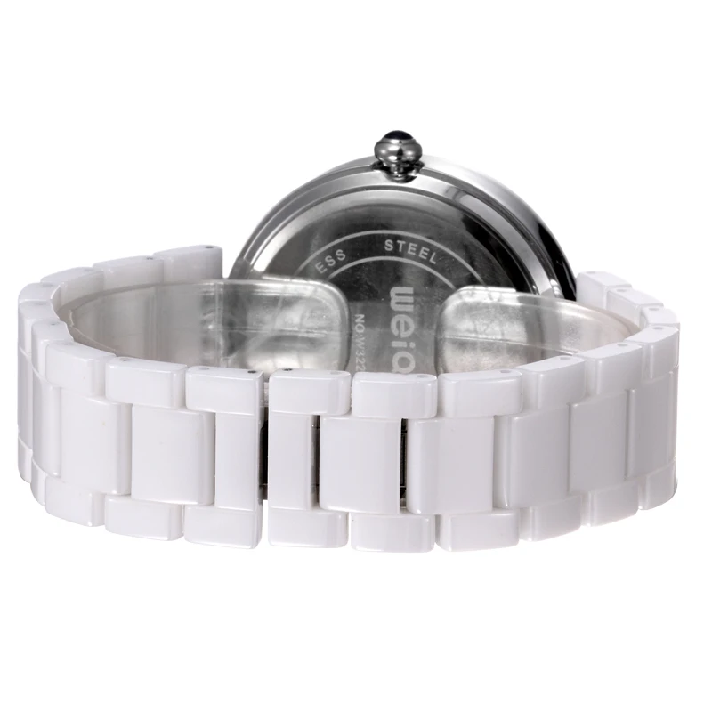 WEIQIN Ceramic Women Watches Luxury High Quality Water Resistant White Dress Rhinestone Skeleton Engraving Montre Femmer | Наручные часы