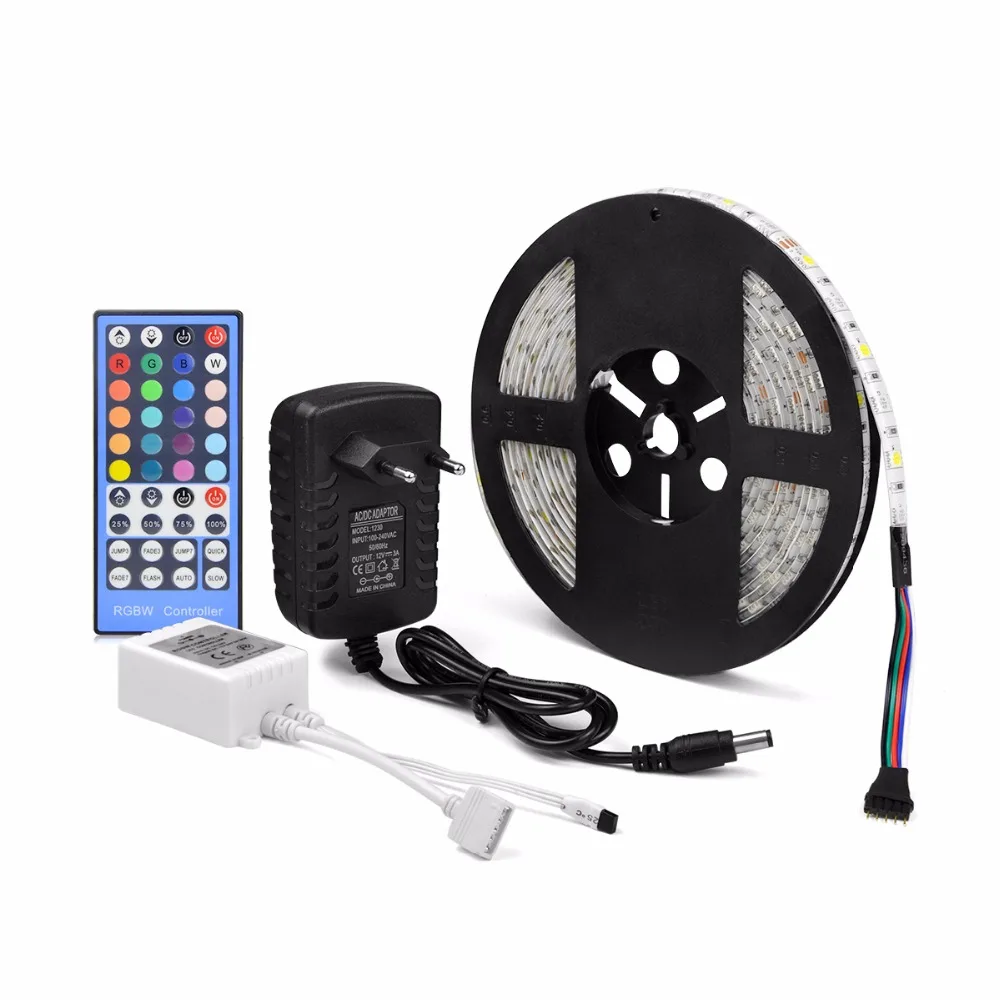 DC 12 В Светодиодная лента светильник SMD5050 60 Светодиодный s/M RGB RGBW RGBWW ледяной, синий, розовый, красный, теплый белый ЕС адаптер питания Дистанционное Рождественское украшение