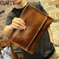 new design men clutches handbags vintage pu leather envelope bags casual key phone pocket envelope purse