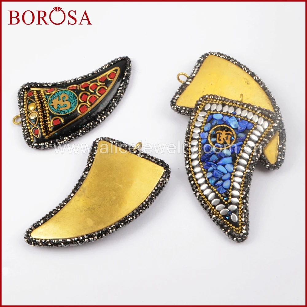 Новый инкрустированный латунный рожковый камень BOROSA 6 шт. многослойный со