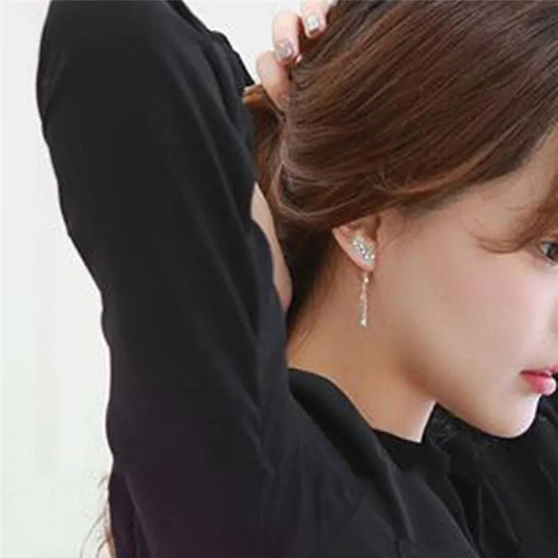 Серьги подвески PINKSEE с изящными цветами кисточками и кристаллами модные
