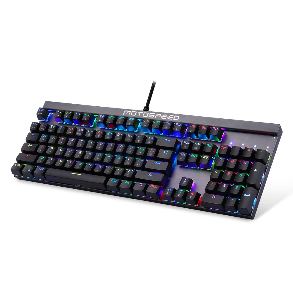 Russian/English Motospeed CK103 Wired Mechanical Keyboard 104 Keys RGB Backlit for Professional Gaming Teclado Gamer PK CK104 | Компьютеры