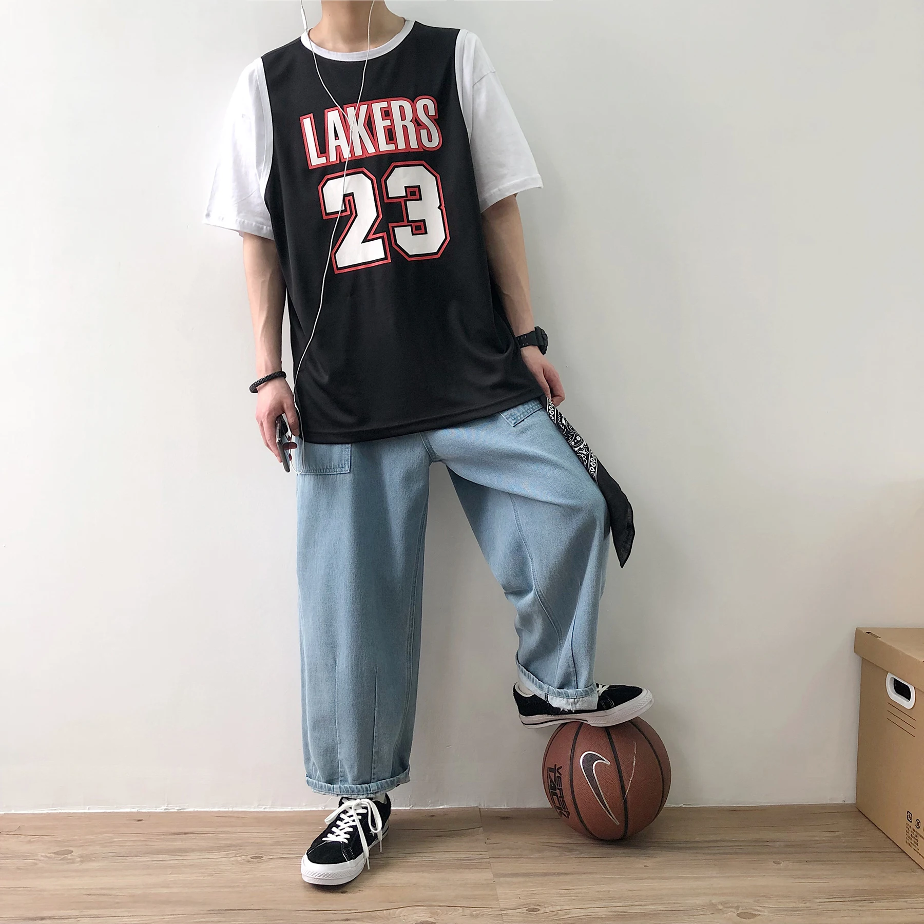 2019 летняя баскетбольная футболка из Джерси Лейкерс принт хип хоп Уличная