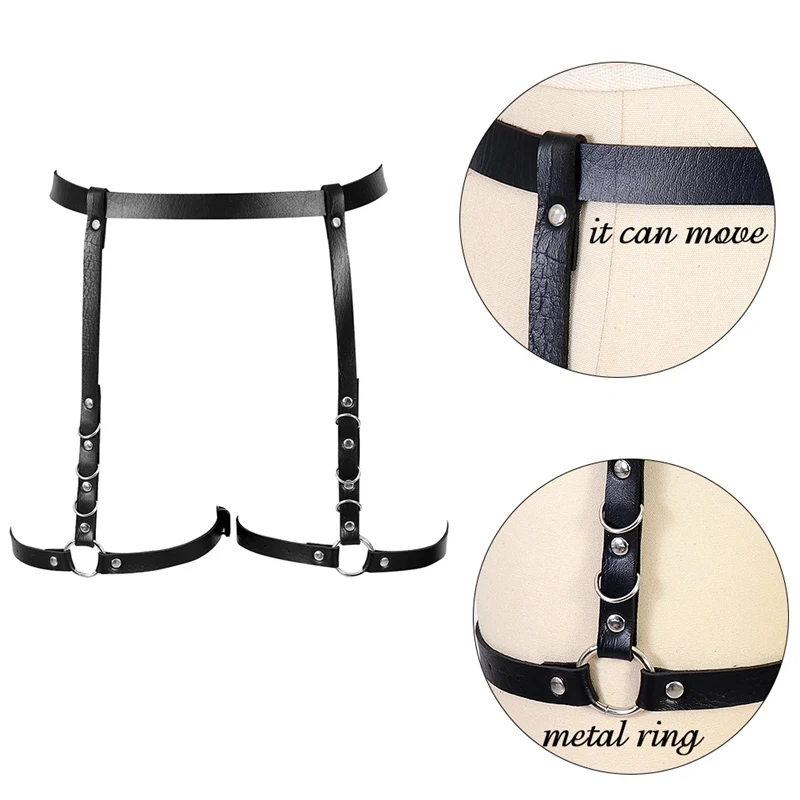 Чулки подвязки кожа черный жгут с металлическими заклепками в стиле панк готика