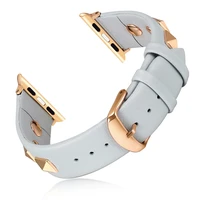 new design rivet style watchband for apple watch band series 7 6 se 5 4 3 2 leather strap 41mm 45mm 40mm 44mm bracelet 38mm 42mm