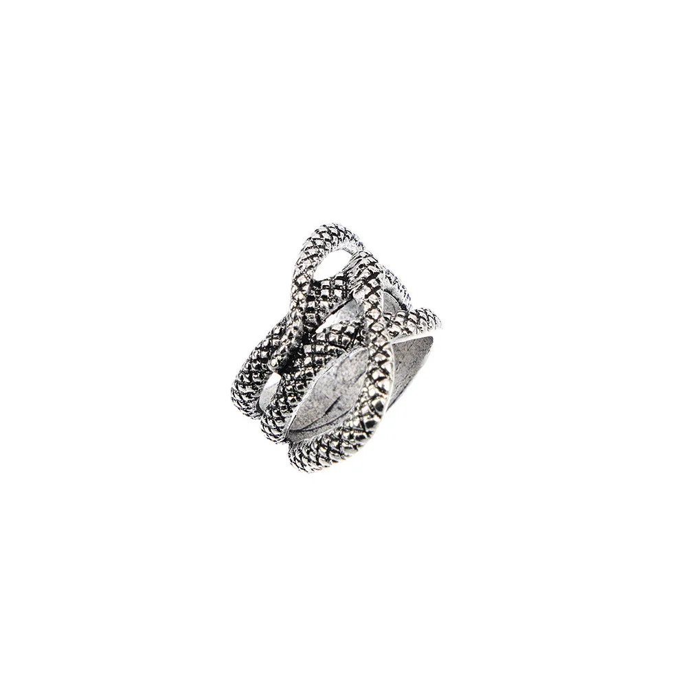 MLING винтажное увеличенное серебряное геометрическое кольцо модное серпантиновое кольцо для мужчин - Цвет основного камня: SP0451A