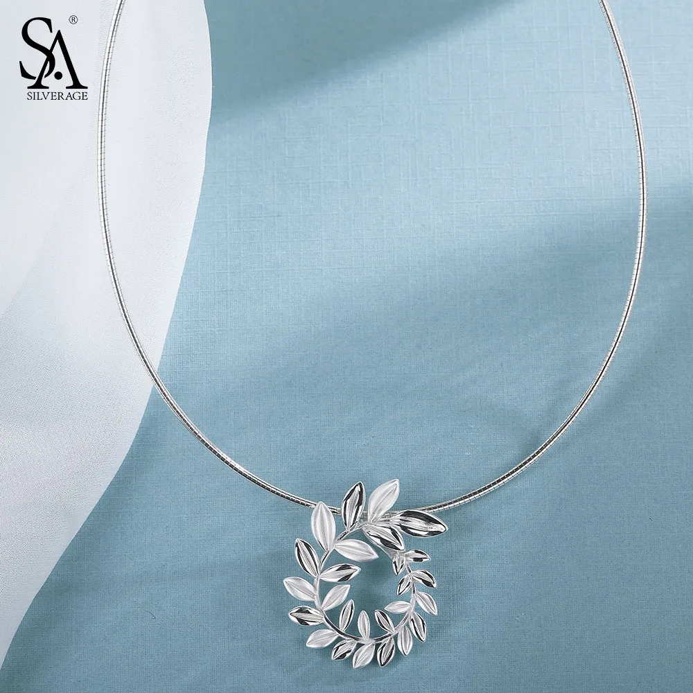 Sa silverage 925 Серебряная чокер подвеска подвески кулоны ива колье Цепочки и ожерелья