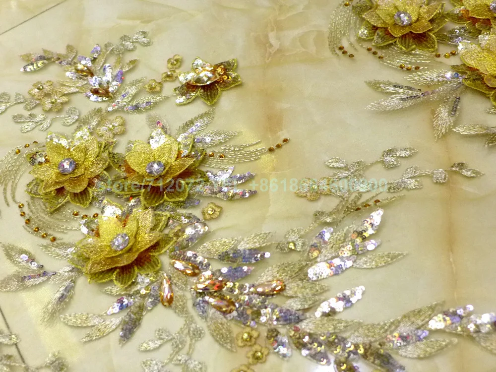 Ярко розовый/Шампань/золотые блестки акриловые камни 3D цветы ручной работы на