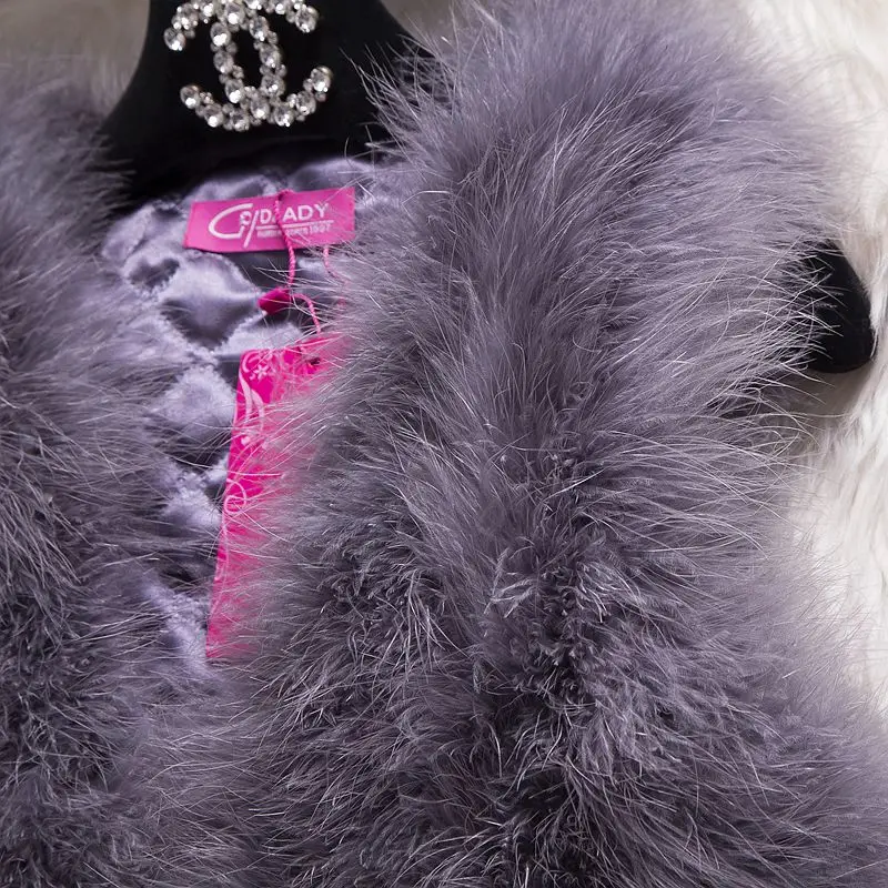 Меховой жилет короткий дизайн шифрование женские Страусиные Модные жилеты 100%