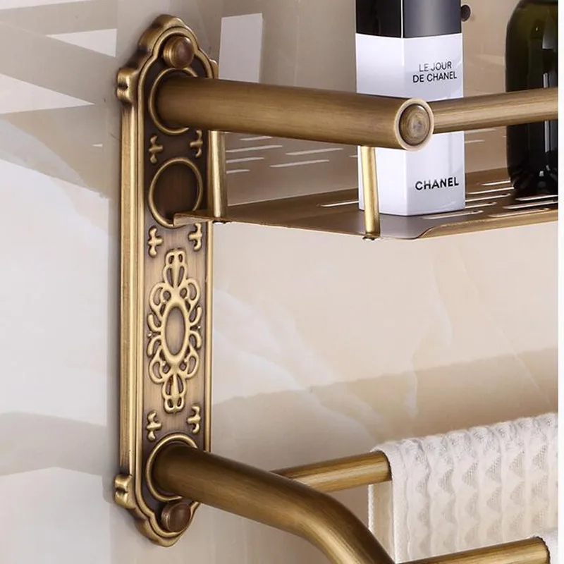 Античная латунная полка для ванной комнаты с полкой волос держатель полотенец
