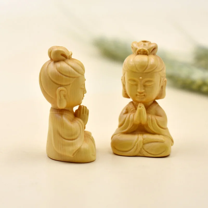 Boxwood резьба Гуаньинь брелок деревянные аксессуары для резьбы | Дом и сад