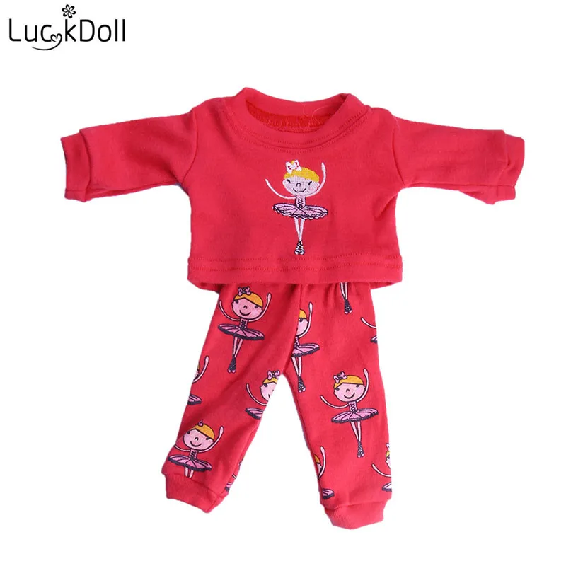 LUCKDOLL Красная футболка и штаны костюм для 18-дюймовая кукла или 43 см кукла аксессуары для кукол