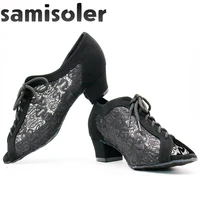 samisoler ladies latin dance shoes with brown rhinestone salsa dancing shoes fashion comfortable satin soft high heels 5cm 10cm