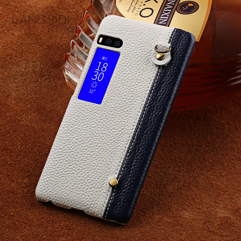 

Luxury mobile phone shell ForMeizu Pro 7 mobile phone case advanced custom two-tone lychee pattern Leather Case