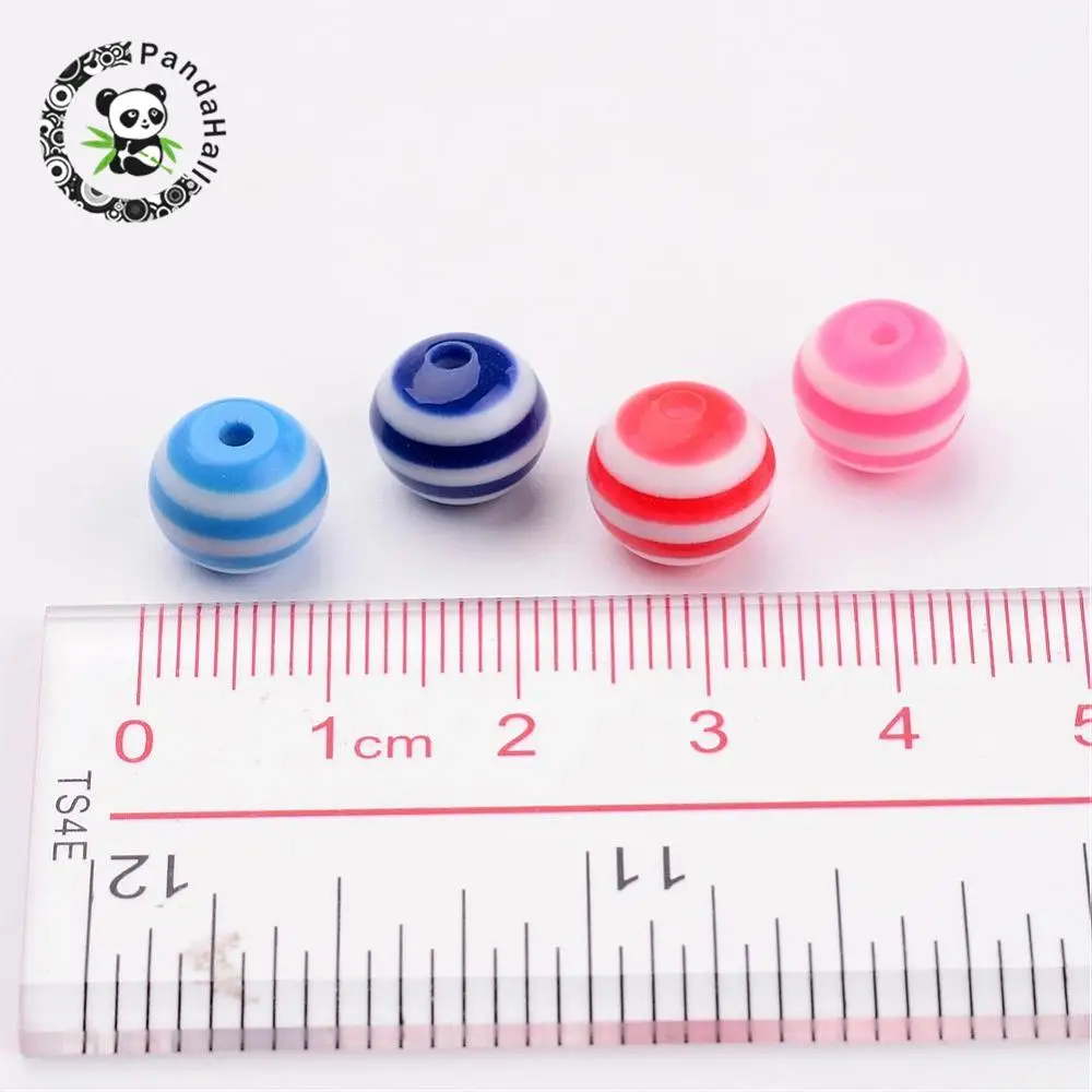 

Resin Beads, Round, Lined, Mixed Color, about 10mm in diameter, hole: 2mm
