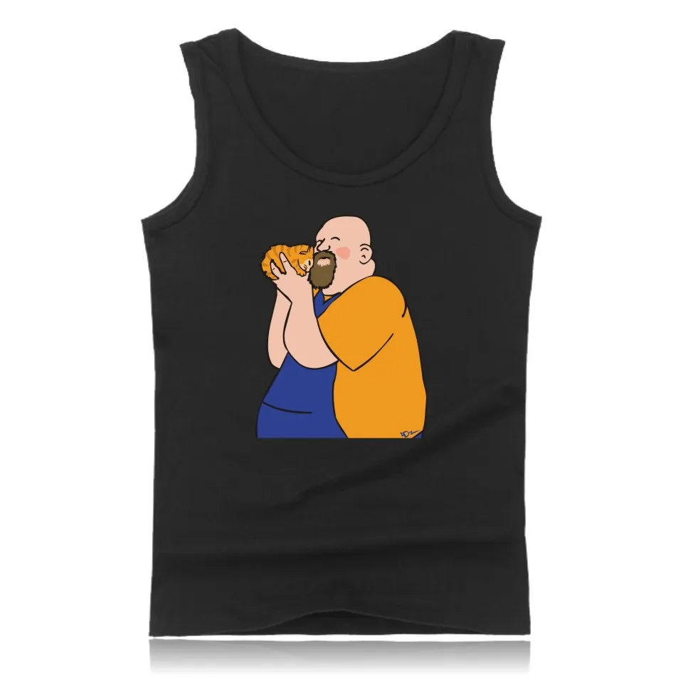 Забавные топы на бретельках с кошкой для отца и мужская рубашка без рукавов