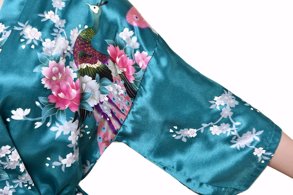 Женское платье халат Yukata зеленое сексуальное мини кимоно банный для невесты