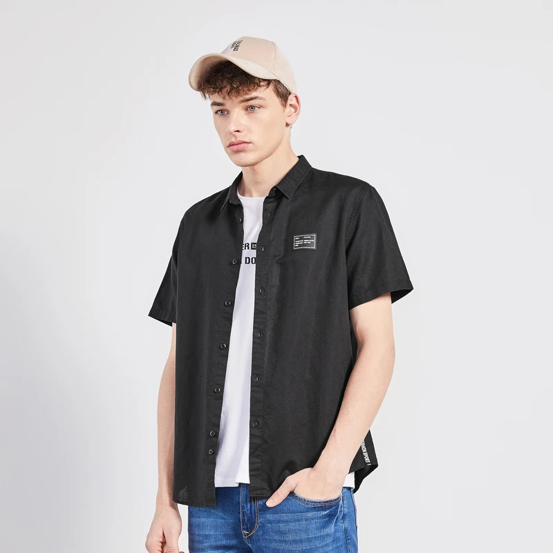 Мужская Однотонная рубашка SEMIR повседневная приталенная с коротким рукавом и