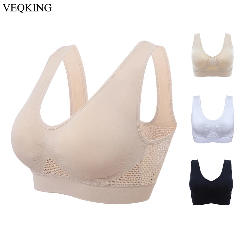 VEQKING S XXL XXXL дышащие Спортивные бюстгальтеры для женщин с отверстиями подкладкой