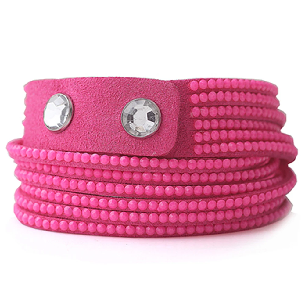 Многослойный кожаный персональный гематит Lucky полностью Кристальный браслет с