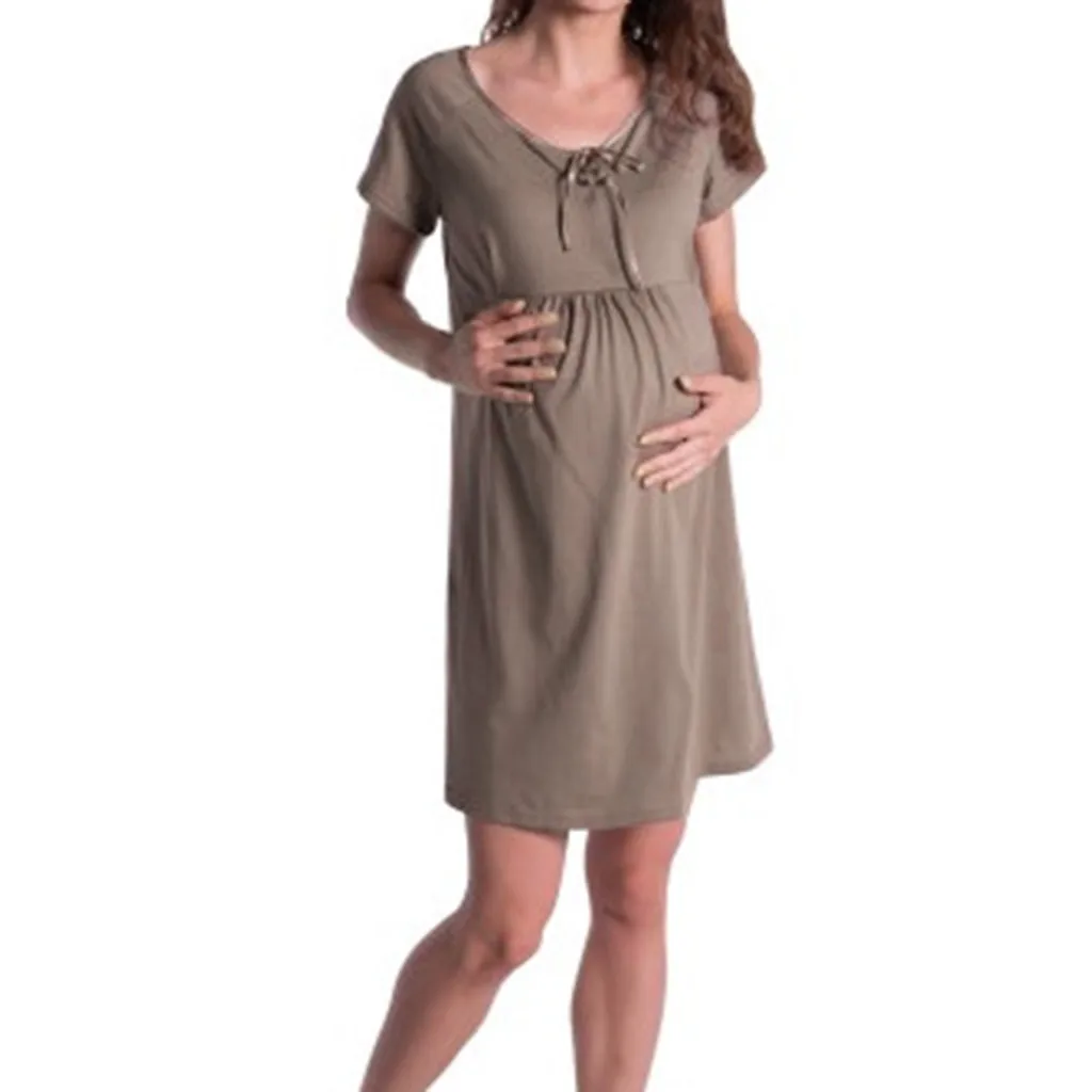 Women Maternity Leisure Short Sleeve Breastfeeding Multicolor 12 Color Dress summer maternity dress props robe de gros | Мать и ребенок
