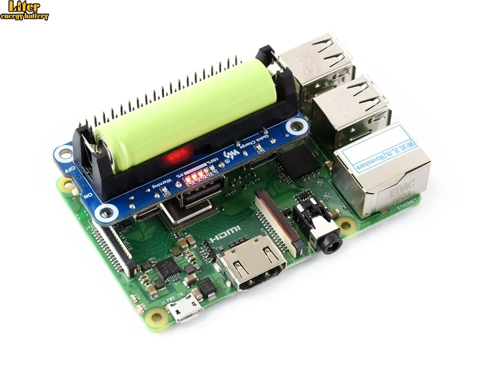 Raspberry Pi Li Ion Battery HAT 5V регулируемый выход двунаправленная Быстрая