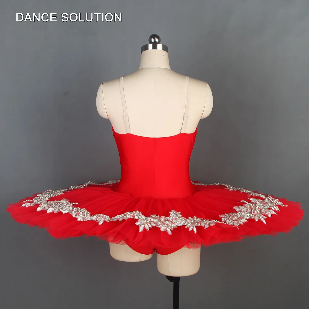 Red Spandex Bodice Pre-professional Ballet Pancake Tutu Ballerina Solo Costume Girl and Women Stage Performance Dress BLL109 |