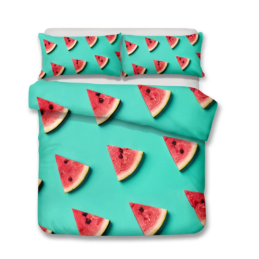 

HELENGILI 3D Bedding Set Fruit watermelon Print Duvet Cover Set Lifelike Bedclothes with Pillowcase Bed Set Home Textiles #XG-06