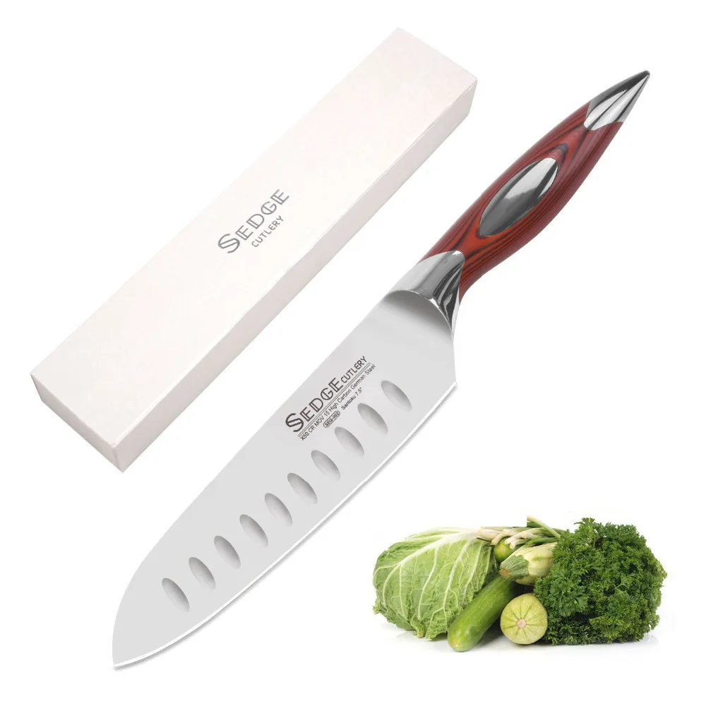 Нож SEDGE Santoku высокоуглеродистая немецкая нержавеющая сталь X50CrMoV15 кухонный нож